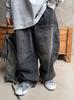 Calça Cargo Infantil Americana Retrô Desgastada com Múltiplos Bolsos Calça Jeans Casual Reta Solta para Meninos Calça Longa de Designer