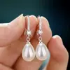 Joyas Transfronterizas Deseo Amazon Aliexpress Colgante Gota de Agua Pendientes de Perla Ovalada Pendientes de Novia Pendientes