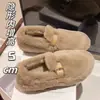 Aumento de Altura Interior ~ Nuevo Estilo Otoño e Invierno 2024 Zapatos Peludos Slip-On para Mujer para Usar Afuera Zapatos Tipo Bean con Forro de Felpa para Mantener el Calor Fairy Jane