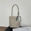 Bolso de cubo de cuero genuino de alta gama, bolso de mano de piel de vaca tejido a mano, bolso de hombro de gran capacidad para el día a día para mujer