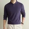 Sudadera de lana Tencel para hombre, estilo "old money", con cuello alto, nueva colección otoño/invierno 2026, engrosada y cálida, camiseta de manga larga básica para hombre
