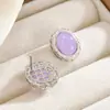 Pendientes Vintage de Encaje Morado Estilo Francés con Diamantes, Diseño Sencillo, Lujo Ligero, Temperamento Suave, Sensación de Alta Gama, Pendientes Versátiles