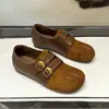 Zapatos Birkenstock de gamuza con diseño retro de nicho para mujer, nuevos de otoño 2026, de suela plana, con velcro, versátiles, casuales, de corte bajo, de una sola pieza
