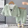 Conjunto de Tres Piezas de Moda Primaveral para Niñas, Sudadera con Capucha de Doble Cremallera Elegante Estilo Coreano para Niños, Conjunto de Primavera y Otoño para Niños Pequeños