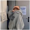 Sudadera de Mujer Gruesa con Forro Polar Nueva Otoño e Invierno Estampado de Alfabeto Japonés y Coreano Estudiante Holgada Talla Extra Jersey Manga Larga con Capucha