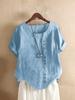 Blusas de Algodón y Lino para Mujer Transfronterizas, Camisetas Casuales Holgadas Tallas Grandes, Camisas Versátiles de Manga Corta Adelgazantes Más Vendidas en Amz