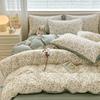Juego de cuatro piezas de algodón puro estilo Mori Cubierta de edredón individual de algodón Ropa de cama Dormitorio Sábana de tres piezas Juego para las cuatro estaciones