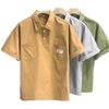 Verano Nuevo Color Sólido Bolsillo Jersey Manga Corta Camiseta de Hombre Marca de Moda Solapa Japonesa Holgada Herramientas Camiseta Top Ropa