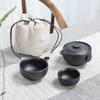 Taza Exprés de Cerámica Negra Cerámica Una Olla Dos Tazas Bolsa de Tela Japonesa Juego de Té de Viaje Portátil Regalo Pequeño Venta al por Mayor LOGOTIPO Impreso