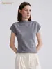 Suéter de Punto de Lana Otoño e Invierno para Mujer, Cuello Semi Alto, Mangas Volantes, Versátil, Base, Suéter Pulóver