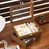 [Fábrica de Origen] Caja Multifuncional de Madera de Nogal para Joyería Caja a Prueba de Polvo para Guardar Anillos y Pendientes Bandeja de Exhibición para Joyería