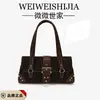 Nova bolsa de ombro tote feminina da moda, bolsa retrô de motociclista moderna com rebites e fivela de pino, bolsa baguette de axila para mulheres