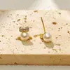 Pendientes Pequeños y Sencillos de Perla con Lazo, Pendientes de Lujo Ligero de Alta Gama, Pendientes Femeninos