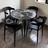 Juego de Plástico para Reuniones de Ocio al Aire Libre con Mesa Redonda Pequeña y Sillas para Balcón, Popular en Cafeterías de Té de Leche de Moda, Mesa de Comedor Simple para Uso al Aire Libre