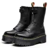 Botas de mujer de cuero genuino hasta la mitad de la pantorrilla con suela gruesa, con diseño de lichi, cierre lateral y estilo británico, con suela de plataforma y estilo slip-on