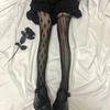 Medias de red falsas con costuras altas de tubo por encima de la rodilla, pantalones blancos y negros, medias de encaje con degradado para mujer, primavera y verano, delgadas y oscuras, JK, muslo falso