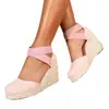 Nuevos Zapatos de Moda para Mujer para Exportación: Sandalias de cuña de punta cerrada con plataforma gruesa impermeable, tiras de paja y cuerda, Zapatos de mujer talla grande