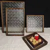 Bandeja de Madera con Diseño de Flor de Begonia Vintage, Bandeja de Té Seco de Vidrio, Almacenamiento Doméstico para Tazas de Té, Rectangular de Madera Maciza Estilo Vintage