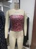 51921 Top sin mangas de lentejuelas con estampado de leopardo transfronterizo europeo y americano de cintura alta Bustier de comercio exterior Cremallera Top de moda sexy Ropa para mujer