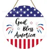 Letrero de Puerta de Madera para el Día de la Independencia Americana de Amazon Transfronterizo, Placa Colgante para Puerta con Bandera para Decoración de Hogar en Festividades