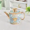 Juego de Café de Porcelana de Alto Valor Familia Fan Retrato con Fondo Verde Tetera Taza Platillo Azucarero para el Hogar Té de la Tarde Regalo