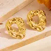 Design de temperamento ins europeu e americano, brincos de gota d'água com padrão de martelo, aço titânio, revestimento a vácuo, ouro real 18K, joias de proteção ambiental que não desbotam
