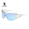 Moda Transfronteriza Nuevos Productos Corazón a Corazón Metal Nuevo Estilo Gafas de Sol Integradas Gafas de Sol de Moda Europeas y Americanas Gafas Y2K Mayoreo