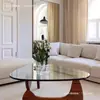 Mesa de centro multifuncional de madera maciza para sala de estar, uso doméstico, mesa de centro minimalista de vidrio transparente estilo ins moderno