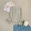 Suéter Ligero y Transpirable de Punto con Cuello Redondo y Tapeta de Siete Botones, Camisa Base de Manga Larga para Mujer, Estilo Nuevo, Corte Holgado, Top Versátil Casual
