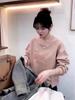 Casual Europeu Rosa Curto Gola Redonda Moletom Feminino Outono Inverno Novo Estampado com Letras Redutor de Idade Forrado com Lã Espessado