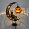 Luz Decorativa Solar Transfronteiriça Gato Preto & Lua de Abóbora para Estaca
