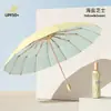Paraguas grande plegable de 16 varillas para mujer, resistente al viento, doble uso para sol y lluvia, protección UV, ligero