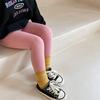 Leggings de Lã Macia Cor Sólida com Renda Elmo Beibei para Meninas Primavera e Outono Estilo Coreano Leggings Slim para Crianças