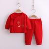Conjunto Íntimo Vermelho Lua Cheia para Bebê Algodão Roupas de Ano Novo Recém-Nascidos Podem Abrir o Gancho Cadarço Roupas de Monge Próximo ao Corpo para Usar