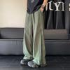Pantalones con costuras de rejilla y cremallera lateral para hombre, verano, delgados, modernos, de marca, holgados, de secado rápido, americanos, de pierna ancha, rectos, casuales