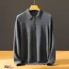 Otoño/Invierno 2026 Nuevo Suéter de Punto Fino de Seda Cachemir con Cuello Polo Manga Larga para Hombre Color Sólido Suéter de Cachemir para Negocios