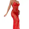 Amazon Transfronterizo Europeo y Americano Nuevo Estilo Sexy Encaje Lazo Vestido Largo Bordado Tirantes Conjunto Impresionante Directo del Fabricante