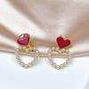Dulces y Lindos Clips para Orejas Triangulares con Corazón de Durazno y Perla en Forma de Corazón, Simples, Lujo Ligero, Versátiles, No se Necesita Perforación, Aretes Frescos y a la Moda