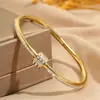 Pulseira de Aço Titânio, Nova Pulseira Rotativa Aberta de Cintura Fina Versátil e Fashion, Estilo de Luxo Leve, Sensação de Alta Qualidade, Pulseira Totalmente Cravejada