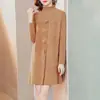 Moda Outono/Inverno 2026 Novo Estilo Suéter Espesso Quente de Pelo Sintético de Visão para Mulheres de Meia-Idade, Camisa Básica Tricotada de Comprimento Médio