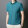 Camisa Polo de Seda de Hielo Sin Costuras de Alta Gama Talla Grande para Hombre Multicolor Tendencia Verano 2025 Marca Polo con Cuello Camisero Manga Corta de Negocios para Hombre