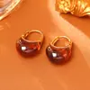 Pendientes de Color Caramelo Estilo Retro Maillard, Simples y de Moda con un Toque de Lujo, Clips para Orejas en Forma de U, Personalidad de Nicho, Accesorios para Orejas Estilo Ins