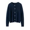 Nuevo cárdigan de punto casual versátil de cuello redondo 100% cachemira pura para mujer, chaqueta de cachemira para usar en capas, otoño e invierno
