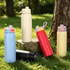 Nova Caneca Térmica Estilosa de Aço Inoxidável 304 de Alta Capacidade com Alça e Tampa Flip, Caneca Portátil para Uso Externo com Canudo Atacado