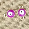 Plástico K Oro Doble Colgante Simple Colgante Redondo Azul Turquesa Godma Ojo del Diablo Conector de Pulsera