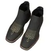 Botas de Cuero Bordadas Cross Factory Botas Chelsea para Hombre Punta Cuadrada Tacón Bajo Envío en 48 Horas Botas para Hombre En Stock Venta al por Mayor