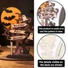 Regalo Creativo de Halloween Letrero de Fantasma de Madera Adorno para Árbol Decoración de Atmósfera Festiva para el Hogar Soporte de Exhibición de Murciélago y Luna