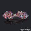 Horquilla con lazo de diamantes de imitación, venta al por mayor, para adultos, exquisito tocado, recogido, clip de resorte grande, clip para la cabeza de mujer