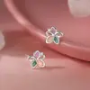 Pendientes de Flor de Tres Colores para Mujer, Estilo Fresco y Dulce, Aretes de Esmalte de Colores, Simples y Versátiles, Pendientes de Diseño Exquisito de Nicho