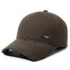 Gorra de béisbol cálida para hombre para otoño e invierno que protege los oídos, gorra de pico de pato a prueba de viento forrada de forro polar, gorro de lana simple e informal para exteriores